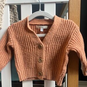 Burnt Orange Button-Up Knit Cardigan